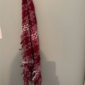 Red and White Textured Scarf